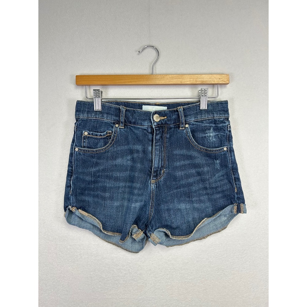 GARAGE‎ Denim Shorts Women's Blue Stretch Rolled Cuff Casual Size 5